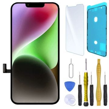 Ecran LCD Remplacement pour iPhone 14 Avec Joint Ecran, Verre trempé et Kit