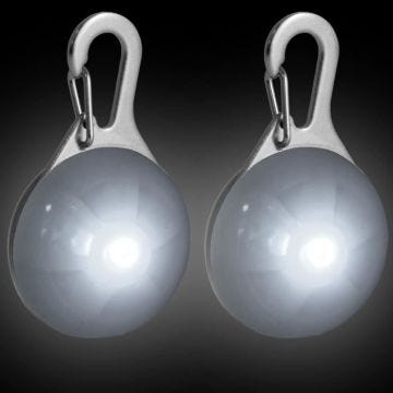 Pendentif Lumineux Clignotant pour Chien - CampTeck - 2X Blanc - 3 Modes d'éclairage