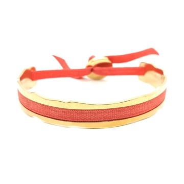 Jonc femme - LES INTERCHANGEABLES - Bracelet Les Interchangeables Jonc Ruban 4mm Aléatoire rose bonbon - Couleur de la matière:Rose