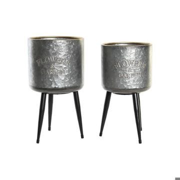 Pot métal loft DKD Home Decor 25x25x46 cm (x2)