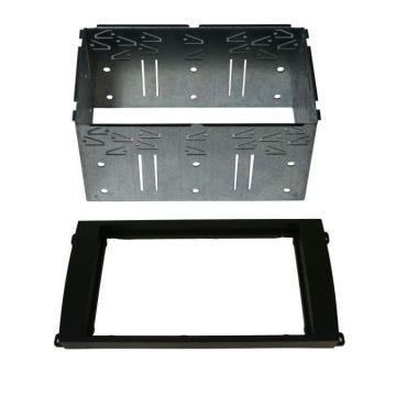 Adaptateur de façade d'autoradio Double DIN Noir avec cage métallique Porsche Cayenne