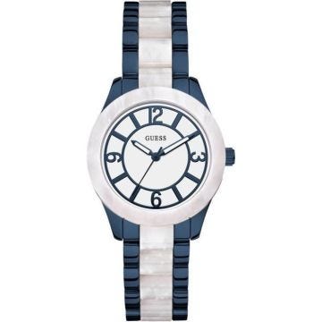 Montre dame Guess W0074L3 Bracelet blanc et bleu acétate et acier