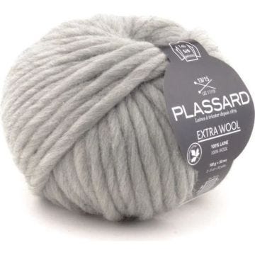 Pelote de laine Extra Wool 154 Gris 100% Laine - Plassard