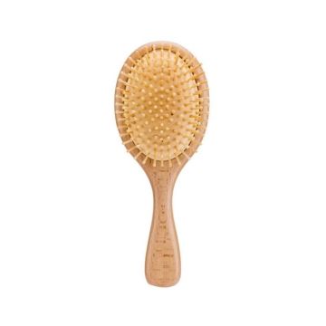 Massage unisexe Brosse à cheveux en bois peigne avec poignée ronde bout en bout de brosse à cheveux petite taille
