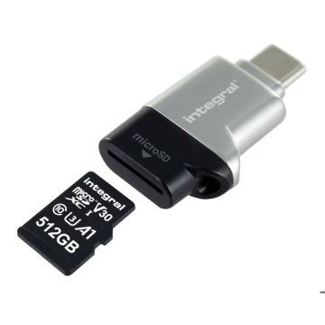 Integral Lecteur de Carte microSD Type C (USB 3.1 Microsdhc microSDXC [Design Compact Qui Peut Être Attaché à Vos Clés pour Plus de