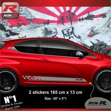 Autocollants bas de caisse pour PEUGEOT 208 SPORT - Argent