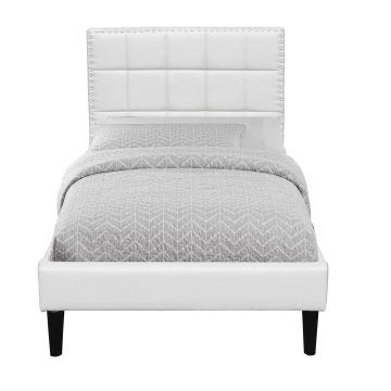 PL - Lit riley blanc pour matelas 90x200 - Sommier Tte de Lit Capitonnee Couleur BLANC Pieds en 16 cm pour matelas - 13