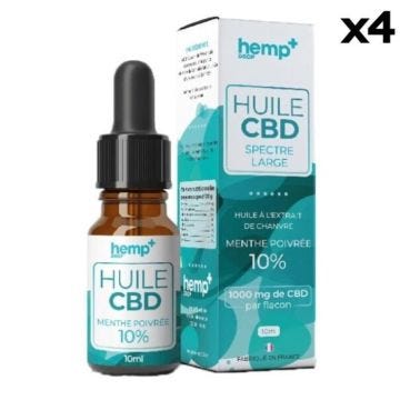 Huile CBD Menthe Poivrée, Broad Spectrum, sans THC (10ml) 2000mg / 20% / 4 flacons