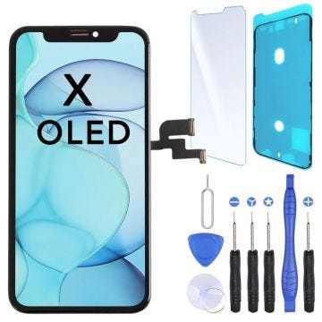 Ecran OLED Remplacement pour IPHONE X / 10 + Joint Ecran, Verre Trempe + Outils
