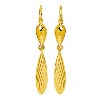 Boucles d'oreilles femme - Brillaxis - Boucles d'oreilles dormeuse Brillaxis pendant quille striée or - Couleur de la matière:Jaune