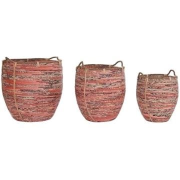 Paniers de rangement - DKD Home Decor - Lot de 2 - Multicolore - Paille et Osier - 57 x 55 x 57 cm