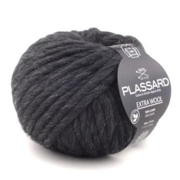 Pelote de laine Extra Wool 155 Gris Foncé 100% Laine - Plassard