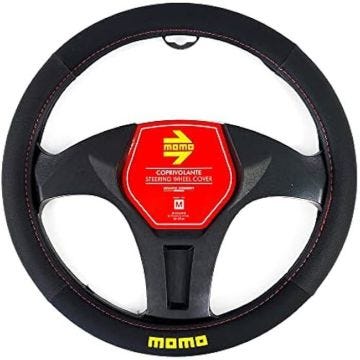 Housse de volant - MOMO - Street - Noir et Rouge - Universelle - Antidérapante