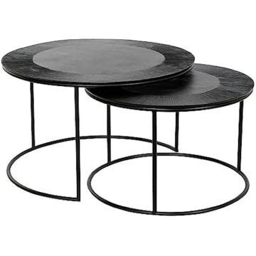 Tables - DKD HOME DECOR - Lot de 2 - Noir - Métal et Aluminium - 76x76x44 cm