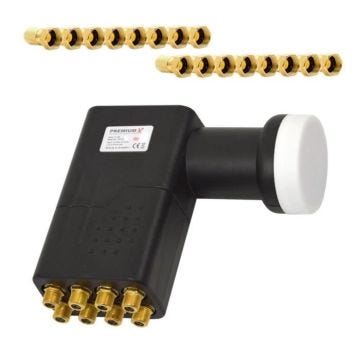 Tête lNB universelle octo 0,1 dB premiumX pXO - 08 pour un raccordement direct à 8 participants numérique hDTV fullHD 3D 16 fiches f