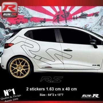 Stickers géants - ADNAUTO - Renault Clio - Lot de 2 - Noir - Résistants aux UV