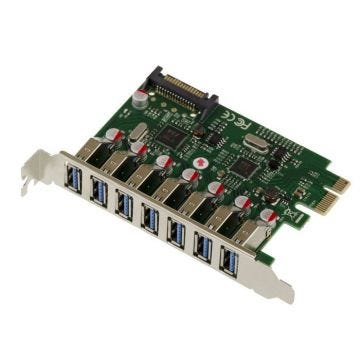 Carte contrôleur PCI EXPRESS PCIe vers USB 3.0 7 ports USB3 A horizontaux avec Chipset Via VLI VL805