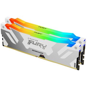 Mémoire RAM KINGSTON 32GB DDR5 DIMM Kit2 FURY Ren RGB WH - 7200 MHz - Blanc