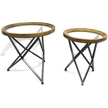 Tables en verre et métal - DKD HOME DECOR - Lot de 2 - Noir - 65x65 cm - Design contemporain