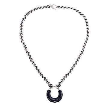 Collier - Agatha - Sautoir Agatha Twiggy argenté cuir bleu foncé - Couleur de la matière:Blanc Taille/Longueur:65 cm