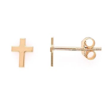 Boucles d'oreilles Croix or jaune 18 carats - BRILLAXIS - Femme