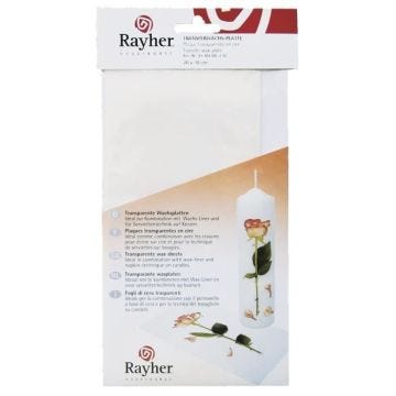 Plaque de transfert en cire - Rayher - 20 x 10 cm - Transparente - Estampage facile - Bougies créatives
