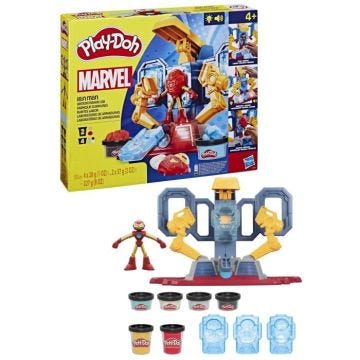 Play-Doh Iron Man Fabrique d'armures, coffret avec figurine Iron Man et pâte à modeler, dès 4 ans, Marvel