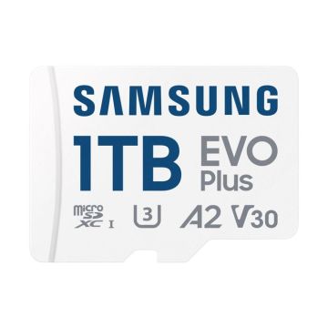 Samsung EVO PlusMB-MC1T0SA - Carte mémoire Flash (adaptateur microSDXC vers SD inclus) - 1 To - A2 / Vidéo Classe V30 / UHS-I U3 /