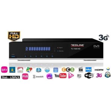 RECEPTEUR DECODEUR TS-7500 HD PVR DOUBLE TUNER SATELLITE FREE-TO-AIR(FTA) REDLINE HORS TNTSAT