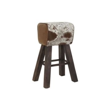 DKD Home Decor Tabouret Noir Bois Marron Cuir Blanc (50 x 35 x 75 cm) - 8424001898602