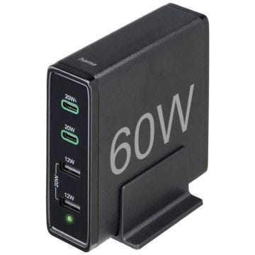 Station de charge USB HAMA 00201628 - Courant de sortie 3000 mA - 4 x USB-A, USB-C®