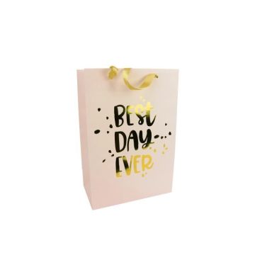 Sac cadeau Doré avec message Best Day Ever 33,5cm - MegaCrea DIY