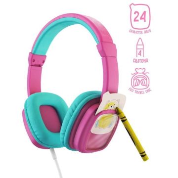 Casque Audio Enfant Planet Buddies - Rose - Limitation Volume - Ecouteurs Pliables - Haute Qualité Audio