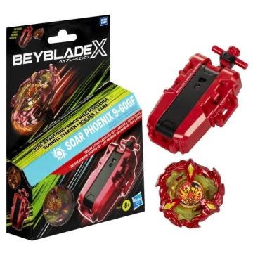 Beyblade X pack Soar Phoenix 9-60GF avec lanceur à corde deluxe, toupie à rotation droite, dès 8 ans