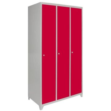 Casier Métallique - MONSTERSHOP - Rangée de 3 - Rouge et Gris - 1 Porte - 180 x 90 x 50 cm