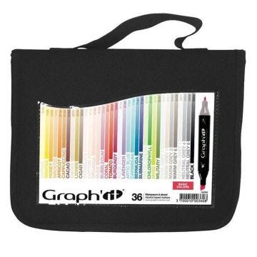 Marqueurs à alcool - GRAPH'IT - Basic colors - Set de 36 - Double pointe japonaise - Opaque