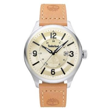 Bracelet cuir et tissu homme - TIMBERLAND - Montre Timberland Blake fond beige - Couleur de la matière:Blanc