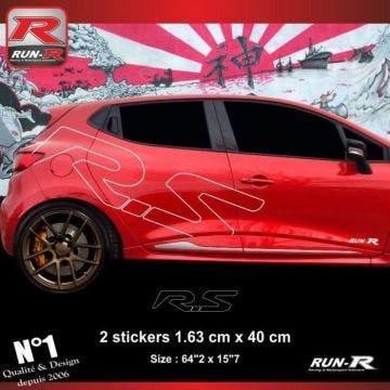 Stickers géants - ADNAUTO - Renault Clio - Lot de 2 - Blanc - Résistants aux UV