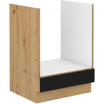 MODENA - Meuble bas four - 60 x 52 x 82 cm - Chêne artisan / Noir mat - Plan de travail non inclus
