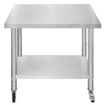 Table de Travail Inox à Roulettes Amovible - - 76x90x86cm - Capacité 160KG