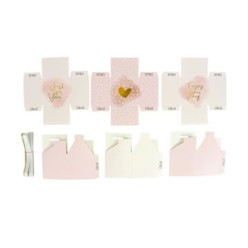 Boite cadeau à monter Message rose et doré 5,5cm 3 pièces - MegaCrea DIY Doré