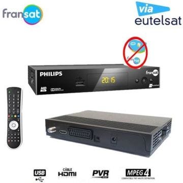 RÉCEPTEUR PHILIPS DSR 3031F , DÉMODULATEUR- ENREGISTREUR SATELLITE HD FRANSAT (EUTELSAT 5° OUEST) (VENDU SANS CARTE)