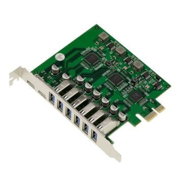 Carte PCIe 8 ports USB 3.0 2x USB3 C et 6x USB3 A auto-alimentée High Power VL805.