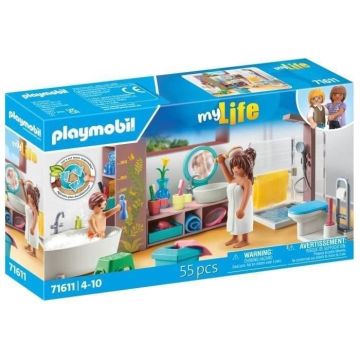 PLAYMOBIL 71611 Salle de bains avec douche et baignoire, My Life, Maison d'architecte, 55 pièces, Dès 4 ans