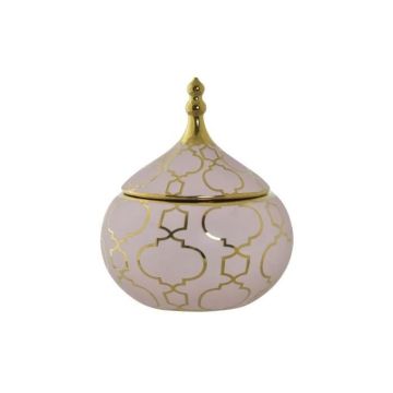 boîte à bijoux porcelaine rose doré 14 x 14 x 17 cm