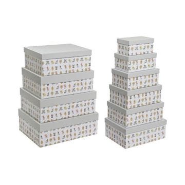 Boîtes de rangement empilables - Marque - Modèle - Gris animaux de compagnie - Carton - 43,5 x 33,5 x 15,5 cm