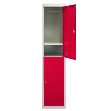 Casier Métallique Rouge 2 Portes 45 x 38 x 180 cm Vestaire Gym Ecole