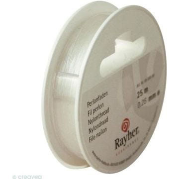 Fil nylon transparent - - 0,25 mm x 25 m - idéal pour bijoux, décoration et guirlande