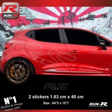 Lot de 2 stickers geant RS pour Renault Clio - Aufkleber adesivi - Argent - ADNAuto
