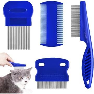 Lot de 4 peignes anti-puces en acier inoxydable outil de démêlage professionnel pour animaux